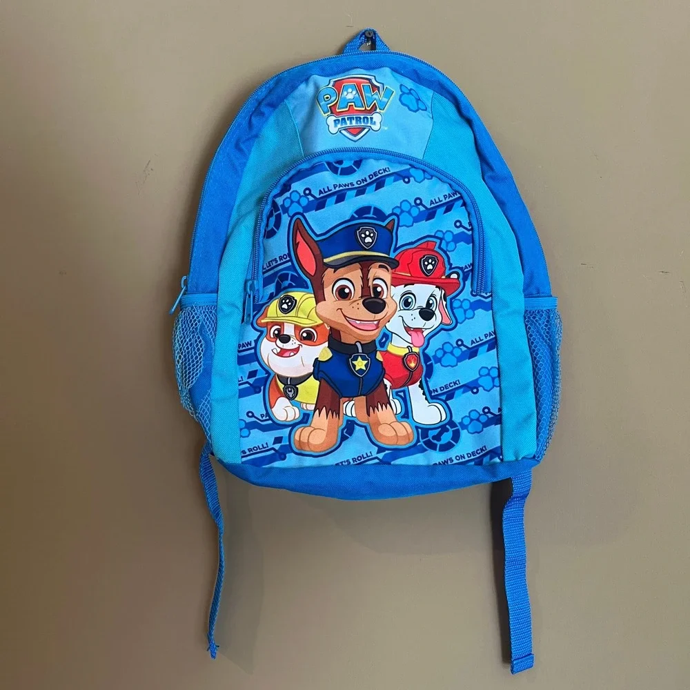 Paw Patrol Kids Blue Backpack Chase Marshall Rubble All Paws On Deck Bag